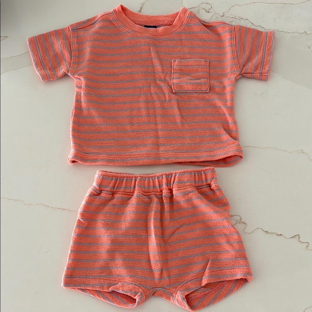 Striped Coral Baby Outfit